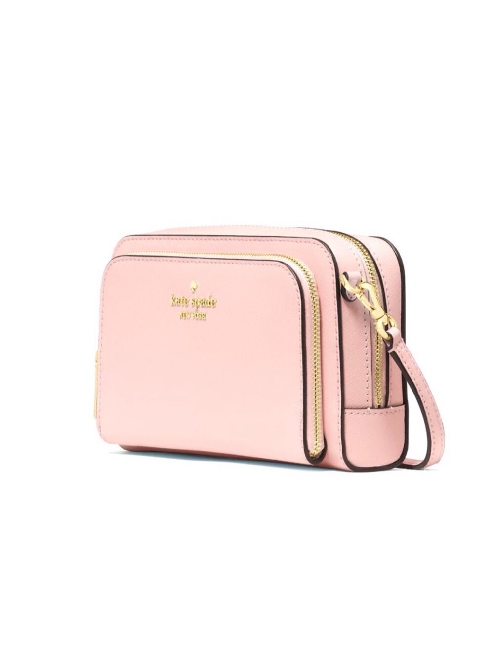 Kate Spade Staci TuTu Pink Double-Zip Crossbody with Gold Hardware